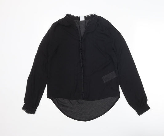VERO MODA Womens Black Polyester Basic Blouse Size S V-Neck