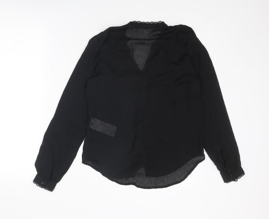 VERO MODA Womens Black Polyester Basic Blouse Size S V-Neck