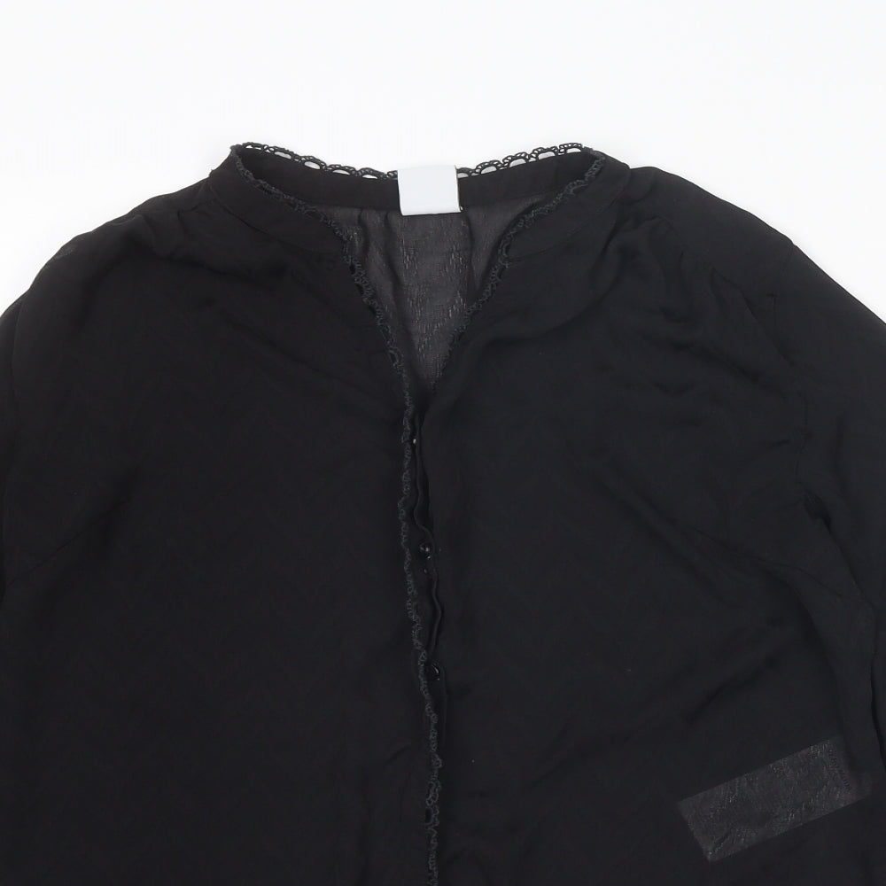 VERO MODA Womens Black Polyester Basic Blouse Size S V-Neck