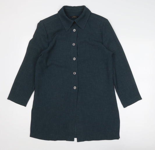 St Michael Womens Green Overcoat Coat Size 12 Button