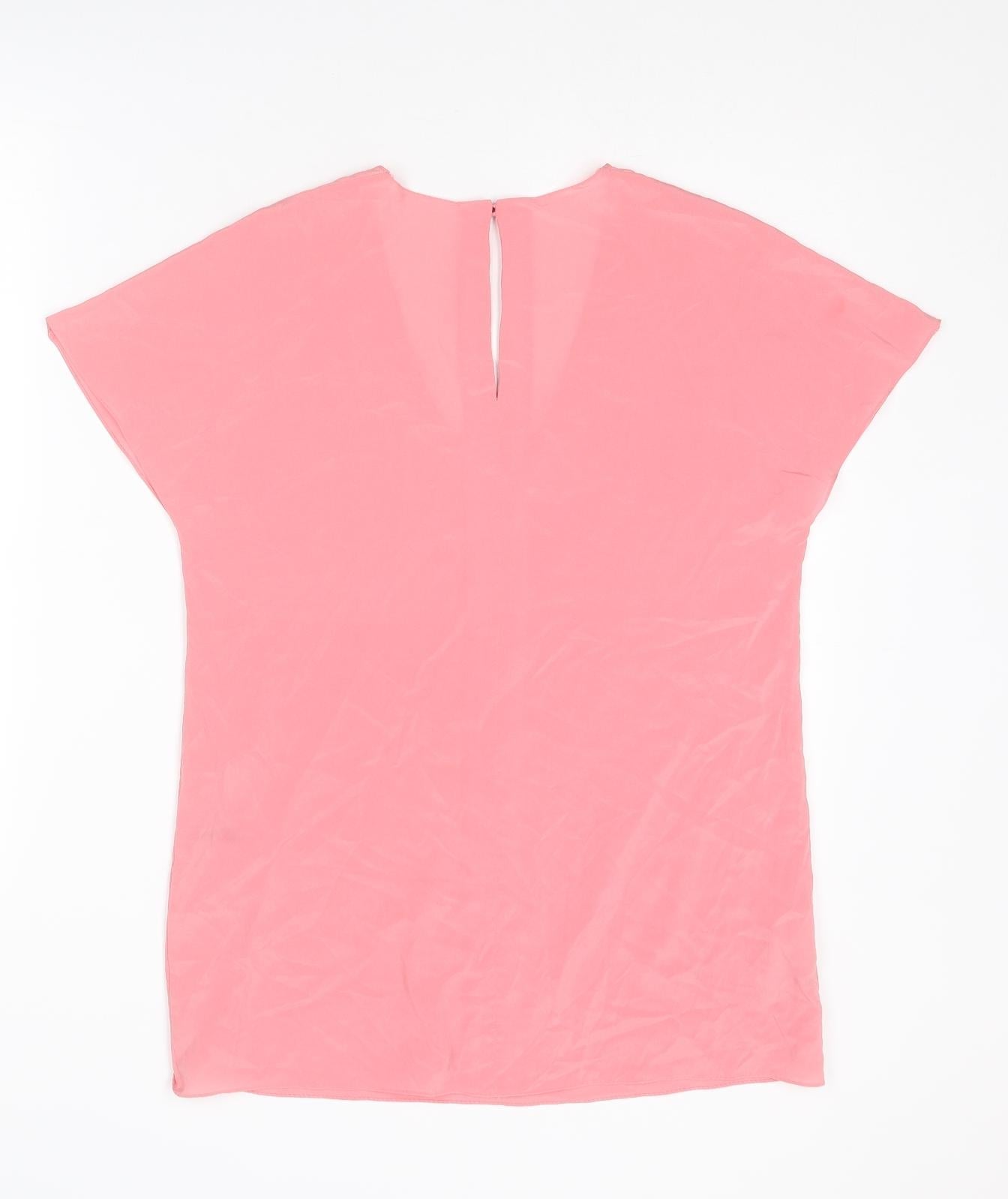 Boss Womens Pink Silk Basic Blouse Size 6 Scoop Neck