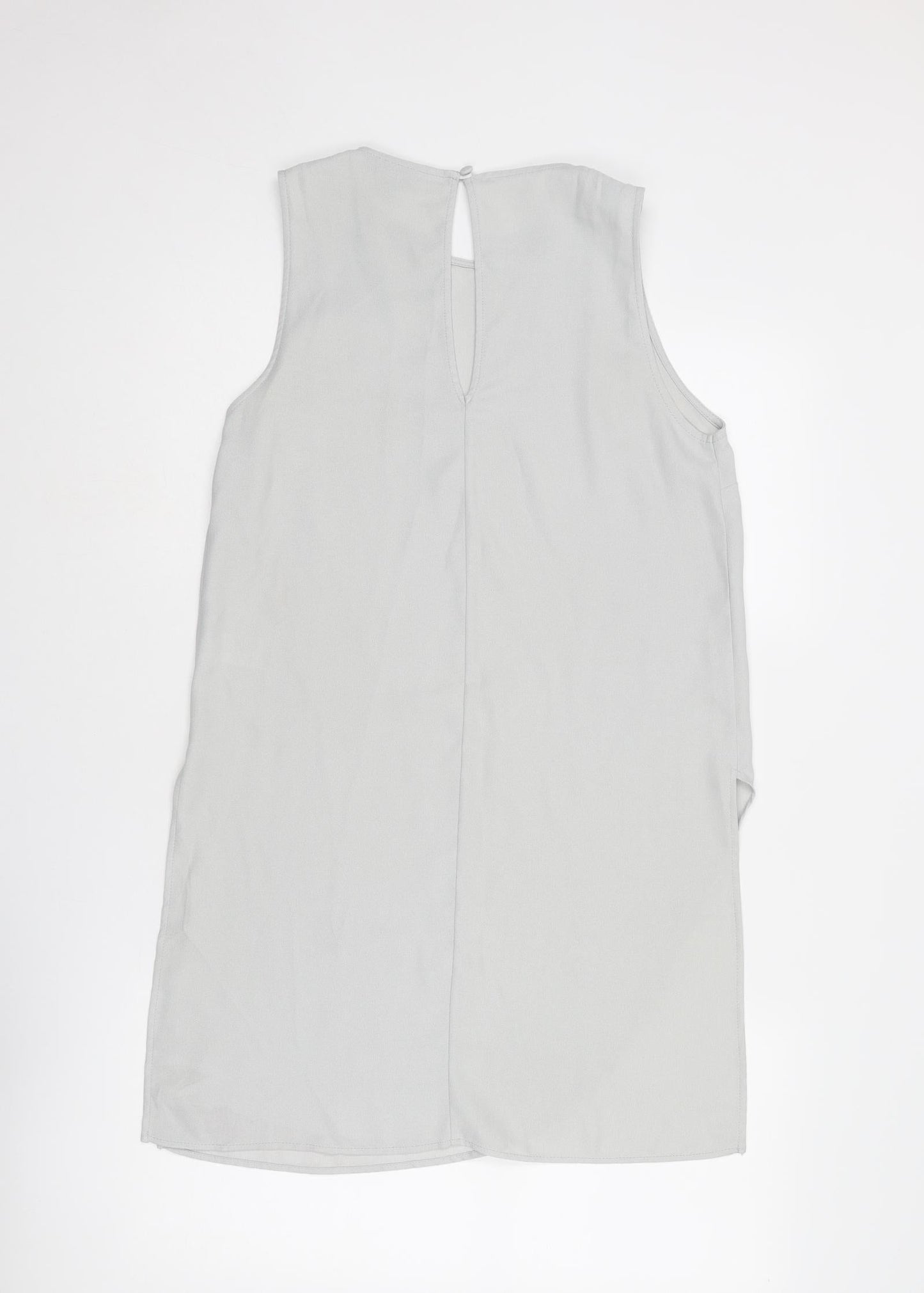 Topshop Womens Grey Polyester Basic Tank Size 10 Round Neck - Asymmetric Hem