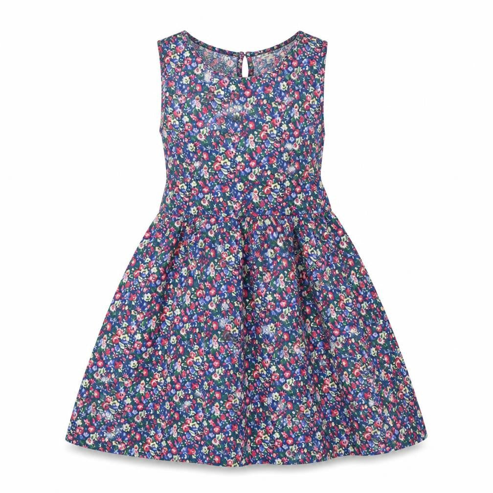 Front view of Miss Selfridge women’s multicoloured floral polyester fit & flare, size UK 4, boat neck button