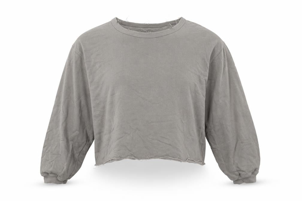 Topshop Womens Grey Cotton Pullover Sweatshirt Size 8 Pullover - Distressed look