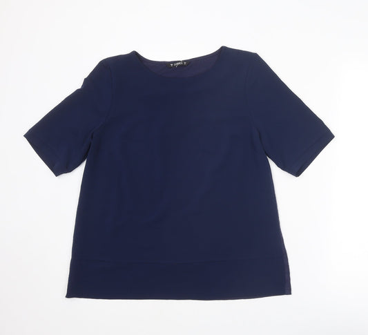 Dunnes Stores Womens Blue Polyester Basic Blouse Size 12 Round Neck