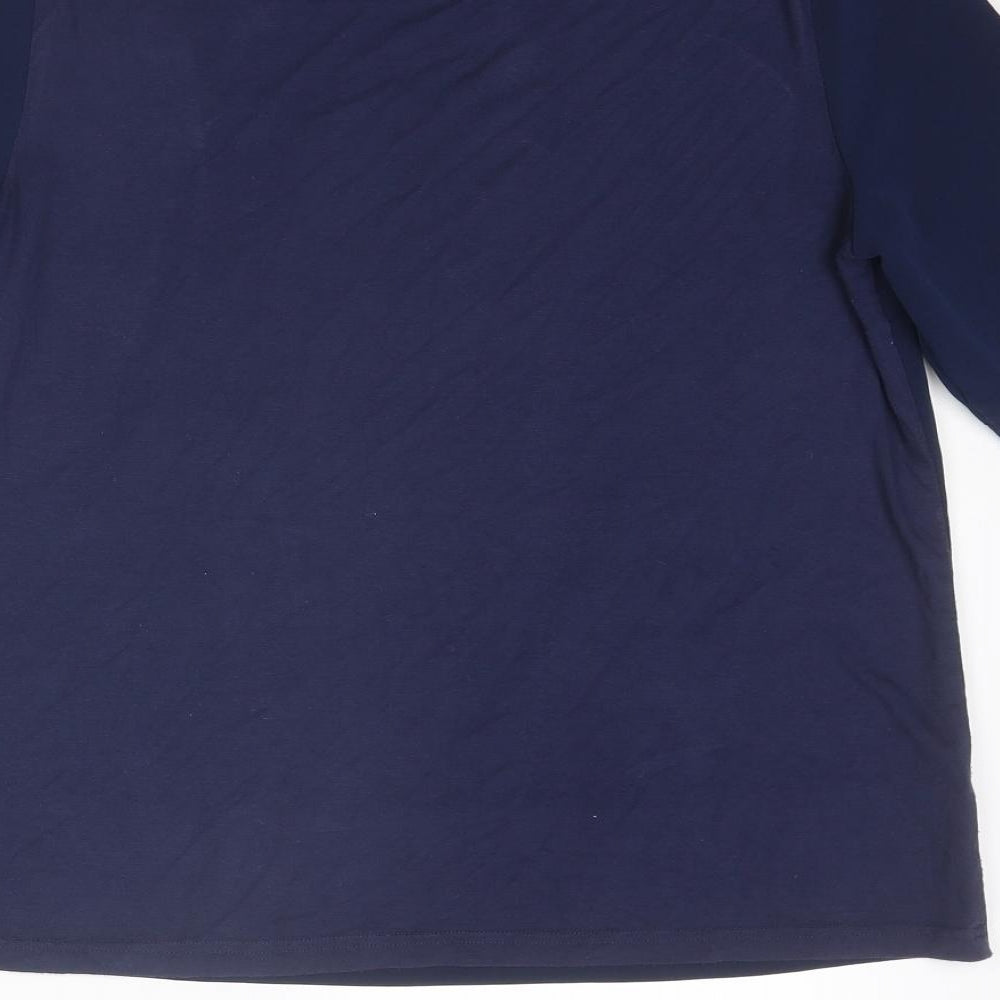 Dunnes Stores Womens Blue Polyester Basic Blouse Size 12 Round Neck