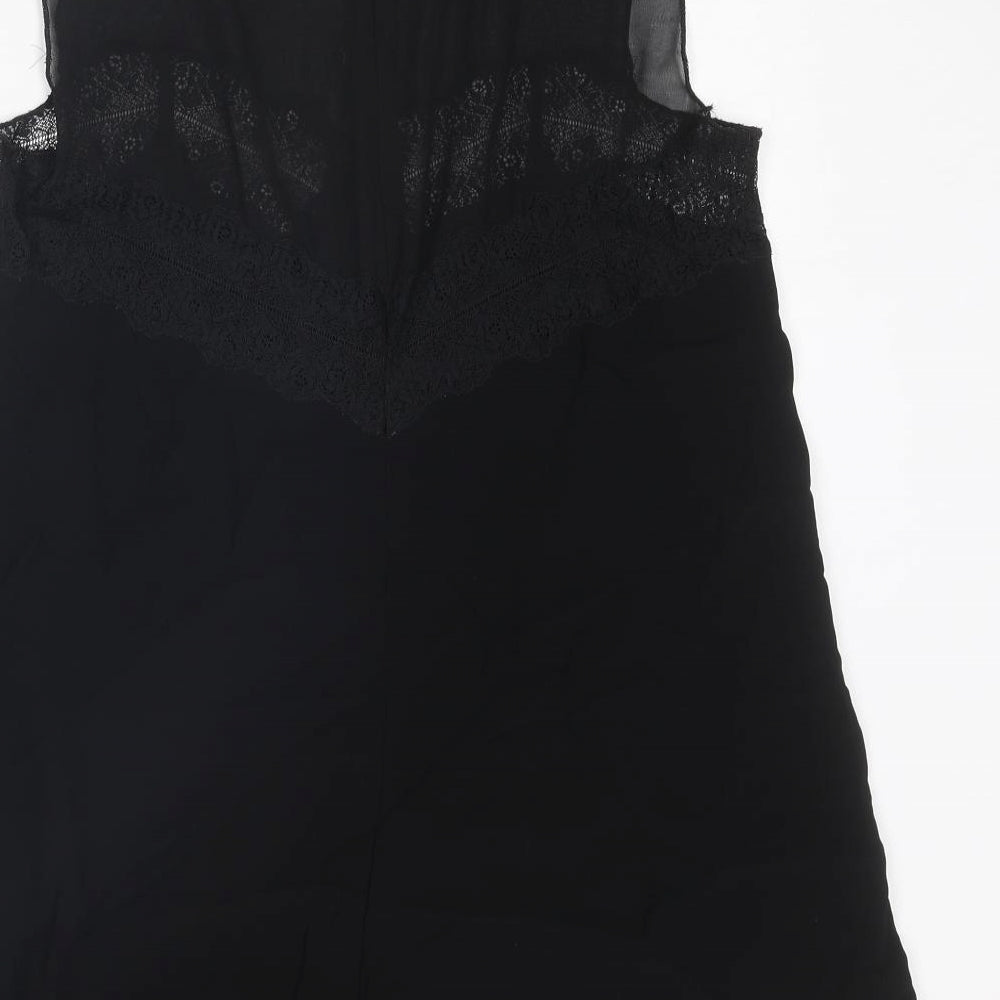 Zara Womens Black Polyester Playsuit One-Piece Size L L3 in Zip