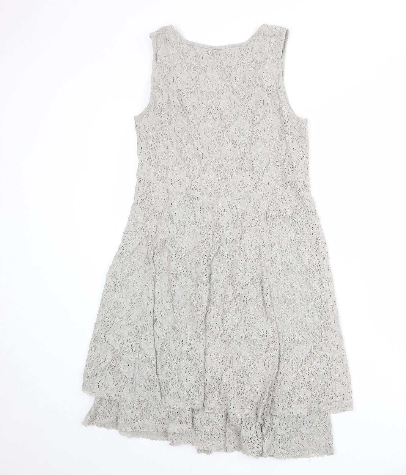 Simclan Womens Grey Geometric Polyester Trapeze & Swing Size 8 Scoop Neck Zip