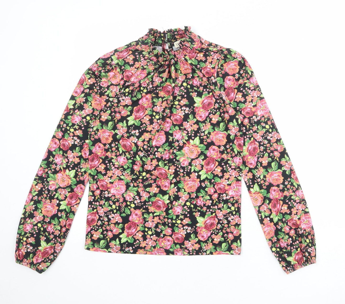 Oasis Womens Multicoloured Floral Polyester Basic Blouse Size XS Mock Neck