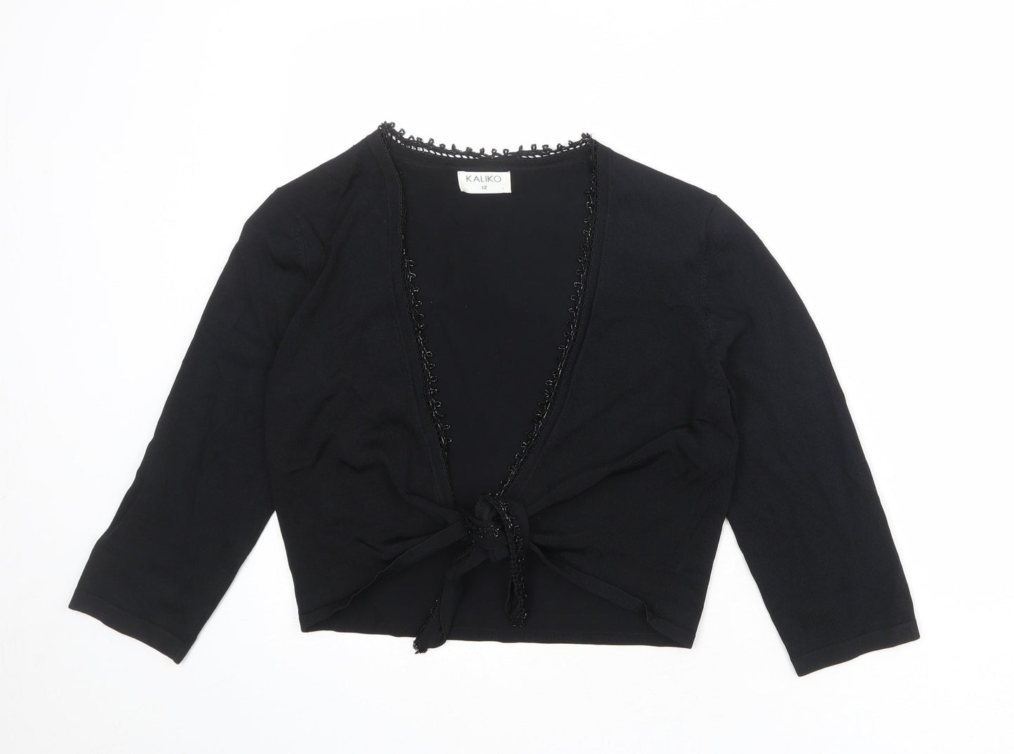 Kaliko Womens Black V-Neck Viscose Wrap Jumper Size 12