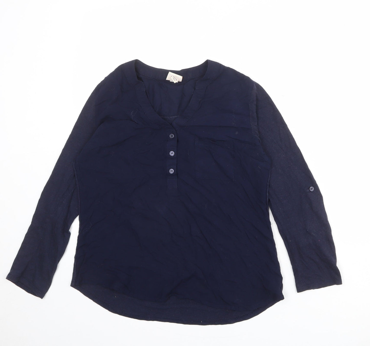 Merona Womens Blue Viscose Basic Blouse Size XS Round Neck