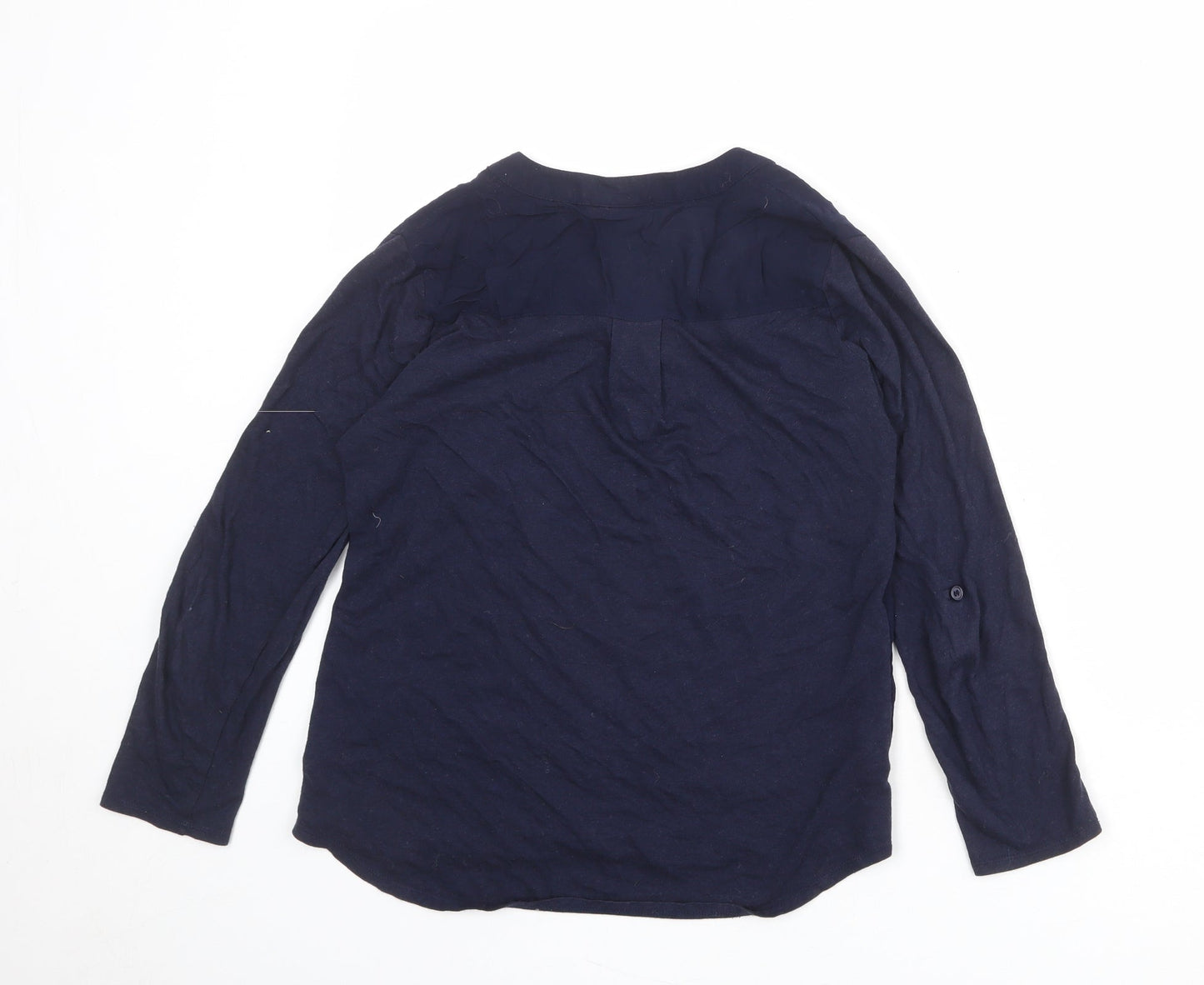 Merona Womens Blue Viscose Basic Blouse Size XS Round Neck
