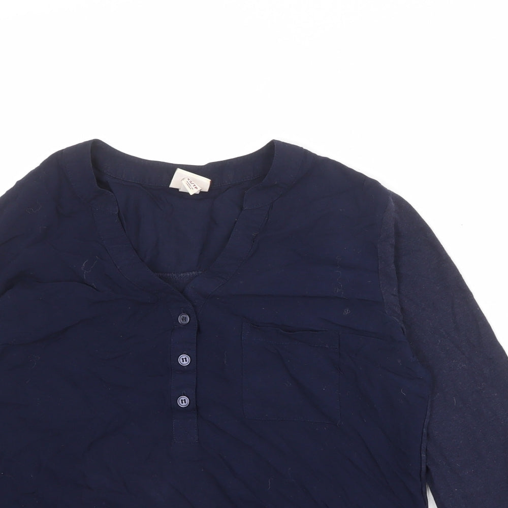 Merona Womens Blue Viscose Basic Blouse Size XS Round Neck