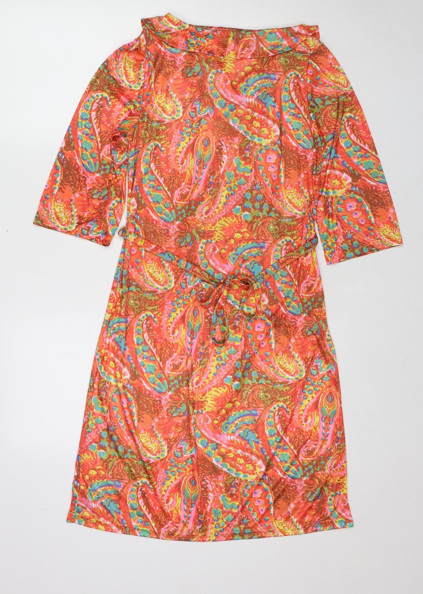 H&M Womens Multicoloured Paisley Polyester A-Line Size 6 Collared Pullover