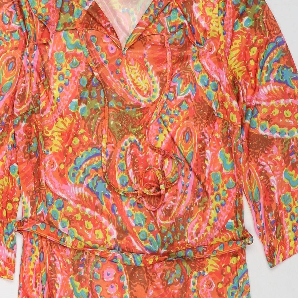 H&M Womens Multicoloured Paisley Polyester A-Line Size 6 Collared Pullover