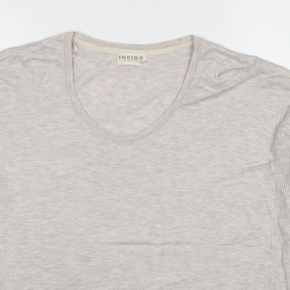 Marks and Spencer Womens Beige V-Neck Viscose Pullover Jumper Size 14
