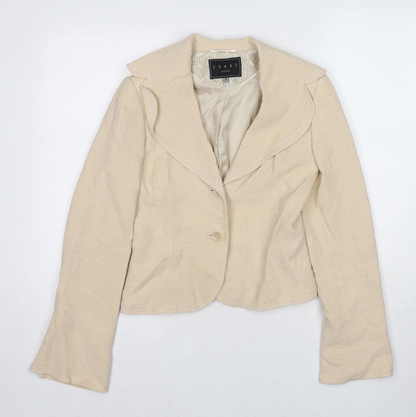 Coast Womens Beige Jacket Blazer Size 8 Button