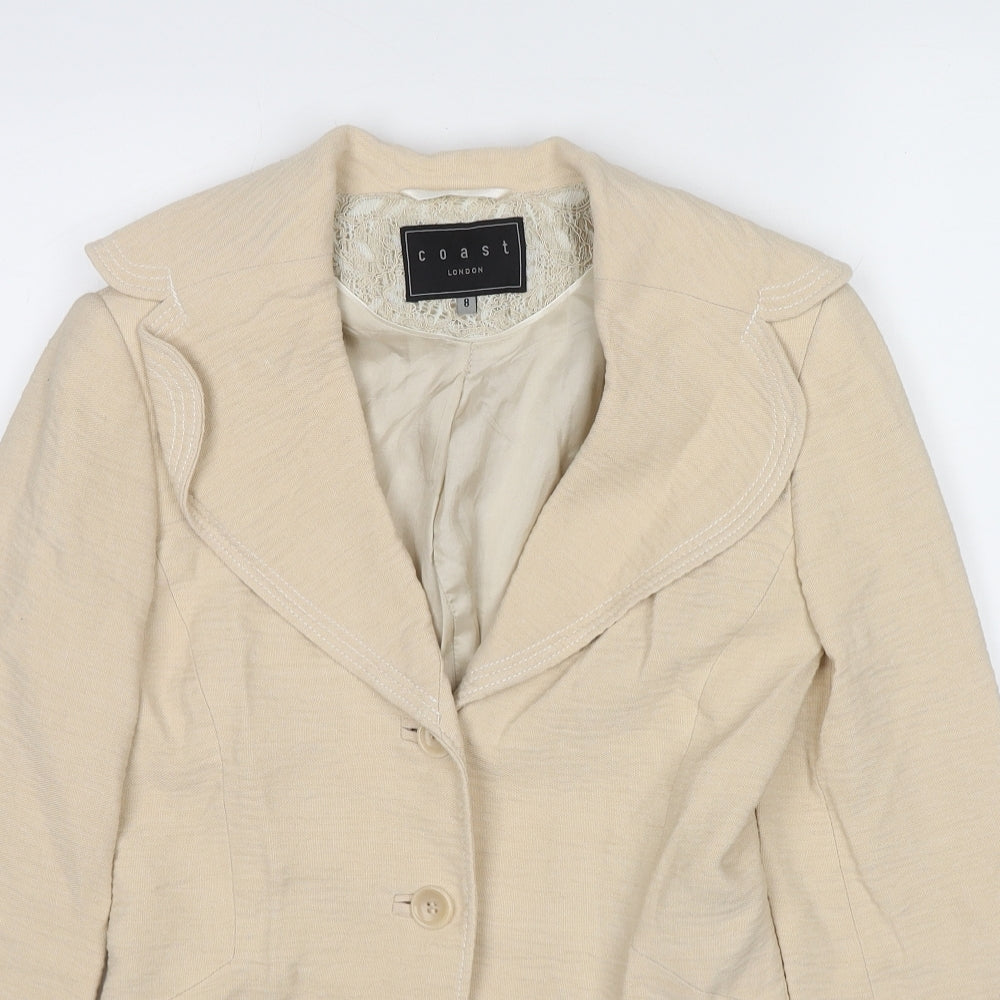 Coast Womens Beige Jacket Blazer Size 8 Button