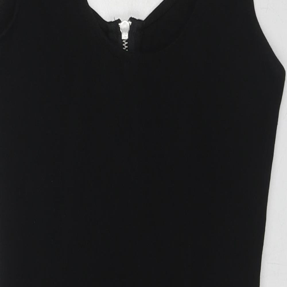 H&M Womens Black Cotton Mini Size 8 Scoop Neck Zip