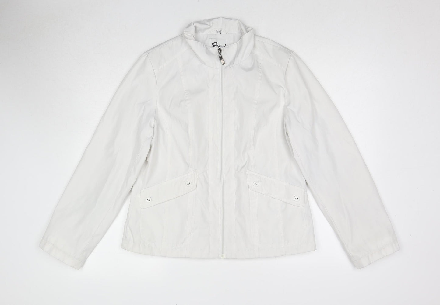 Eleganze Womens White Jacket Size 12 Zip