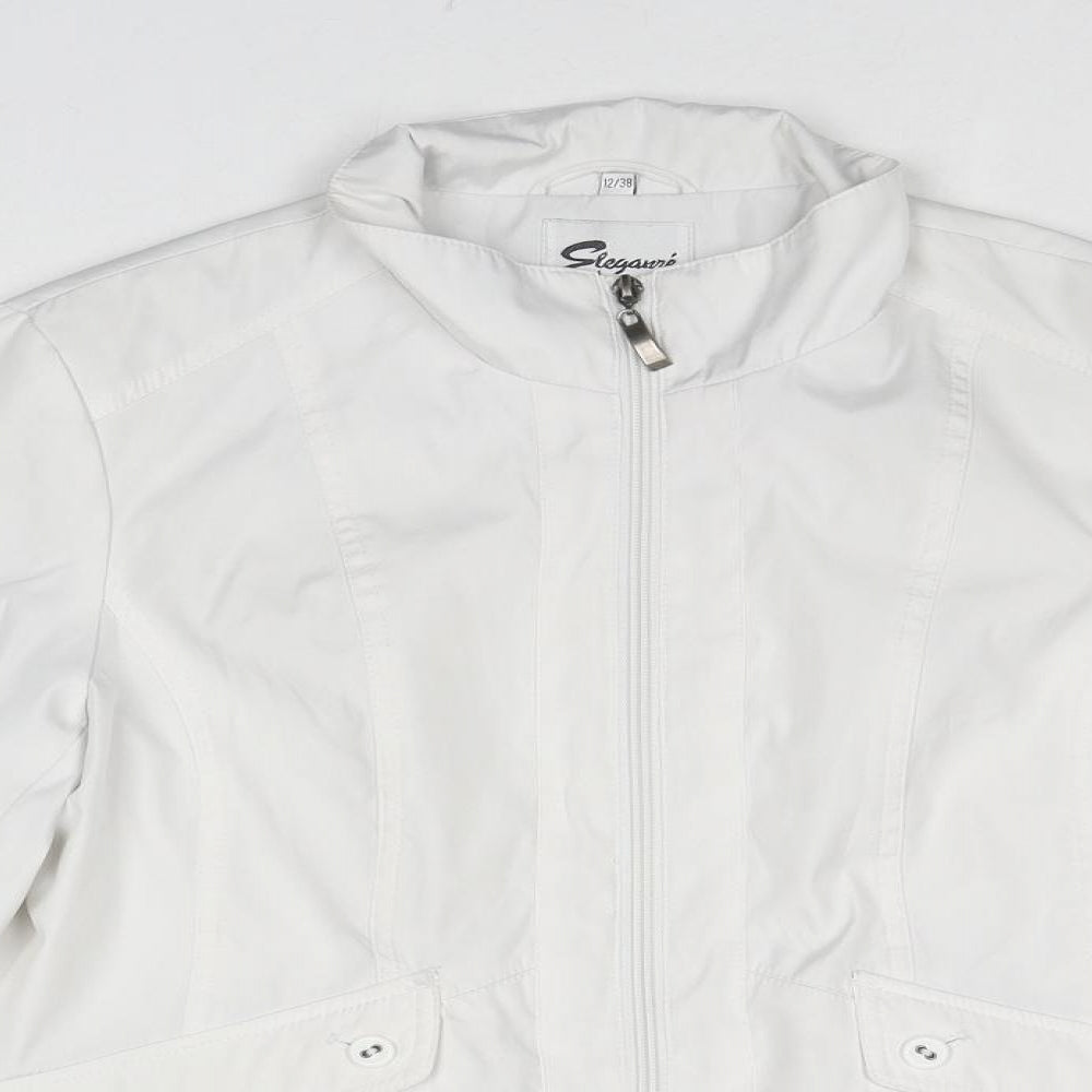 Eleganze Womens White Jacket Size 12 Zip