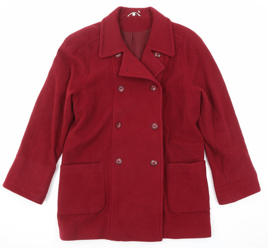 Premiere Collection Womens Red Pea Coat Coat Size 12 Button