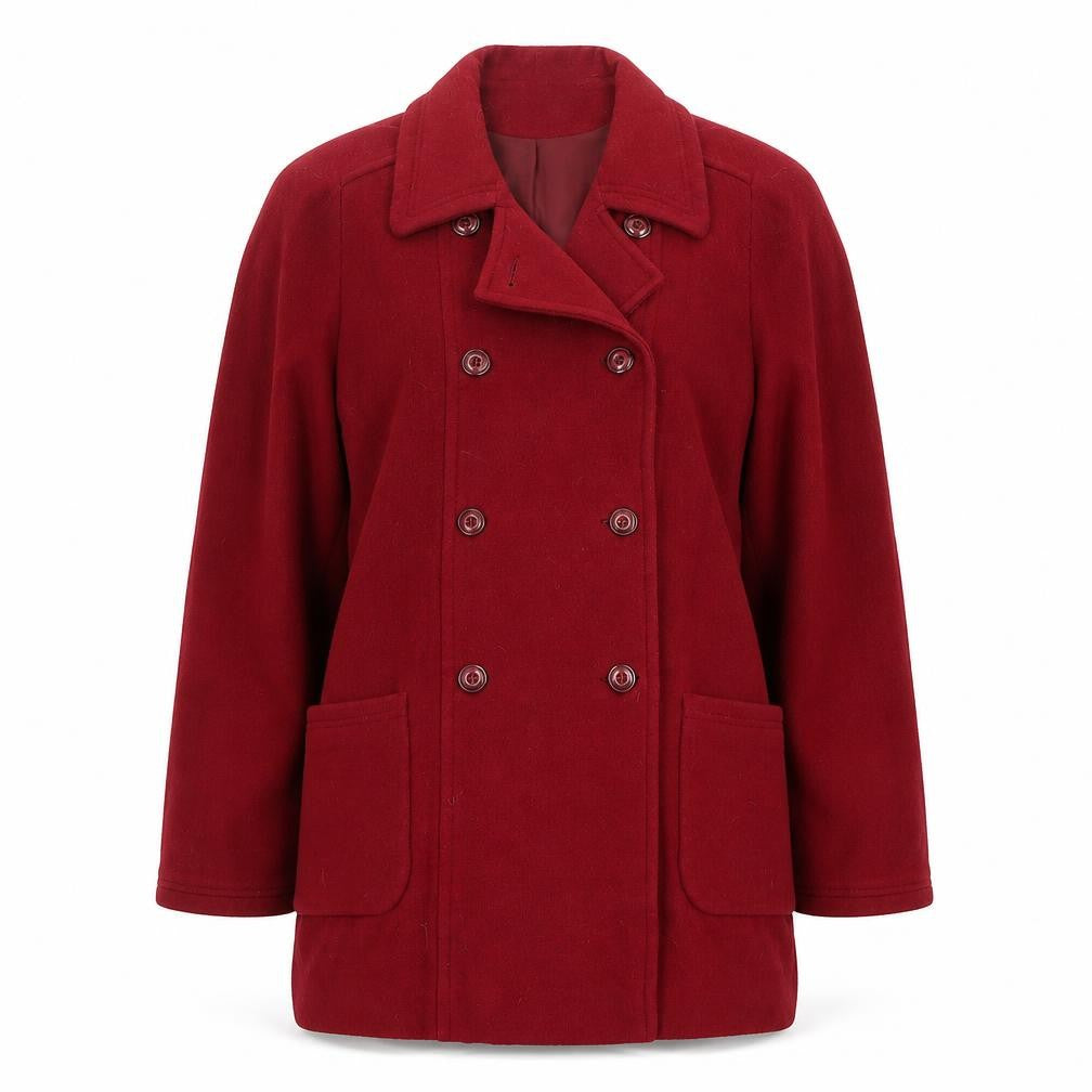 Premiere Collection Womens Red Pea Coat Coat Size 12 Button