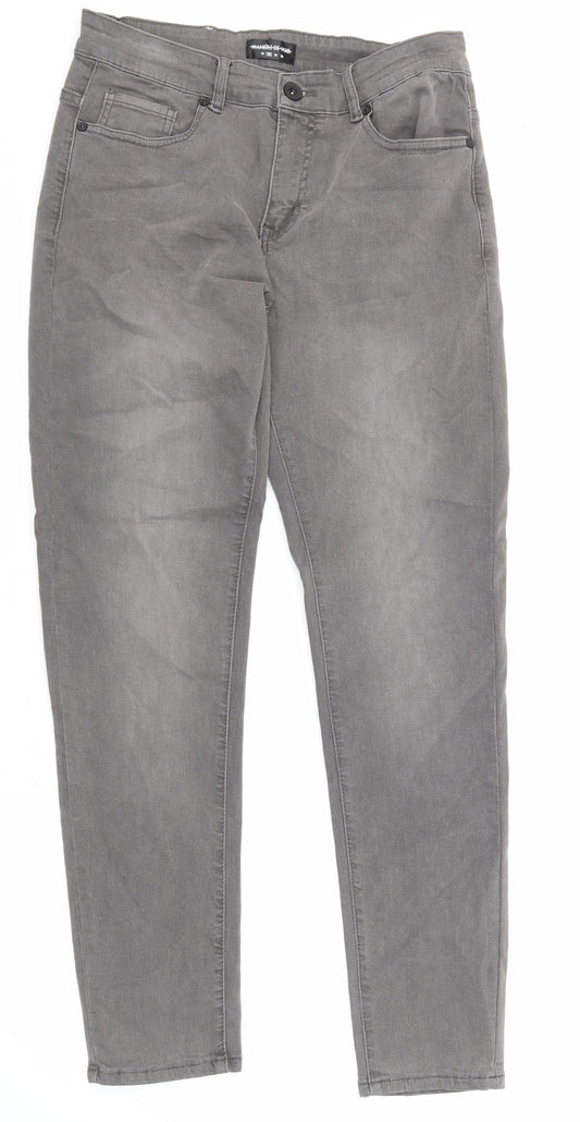 Maniere De Voir Womens Grey Cotton Skinny Jeans Size 10 L30 in Regular Zip