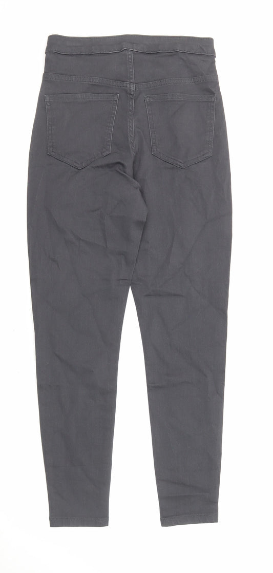 Marks and Spencer Womens Grey Cotton Skinny Jeans Size 8 L25 in Regular Zip