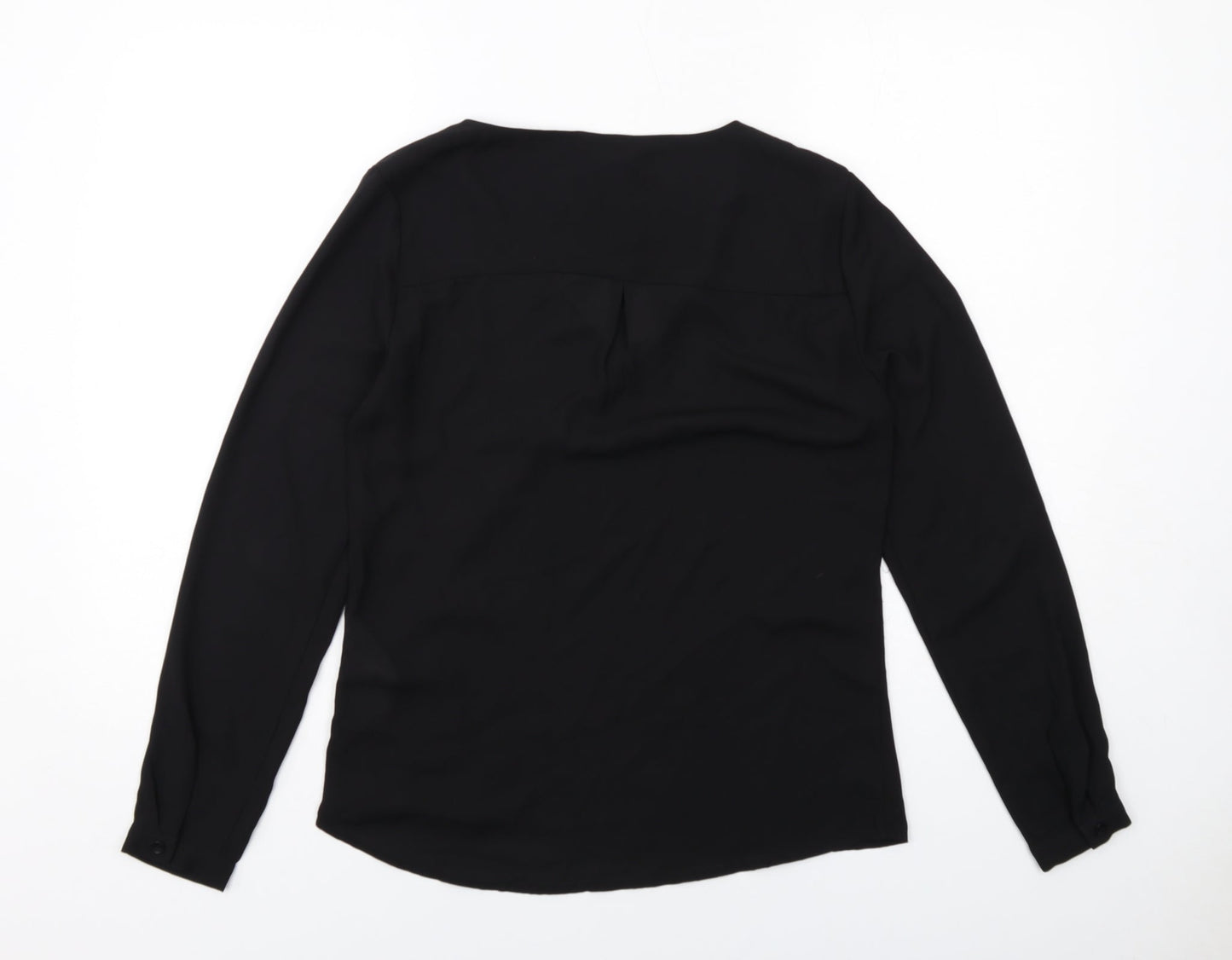 Only Womens Black Polyester Basic Blouse Size 8 V-Neck