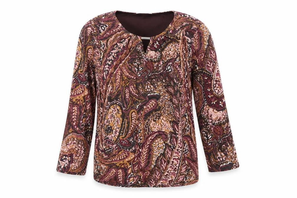 Classics Womens Multicoloured Geometric Viscose Basic Blouse Size 10 Round Neck