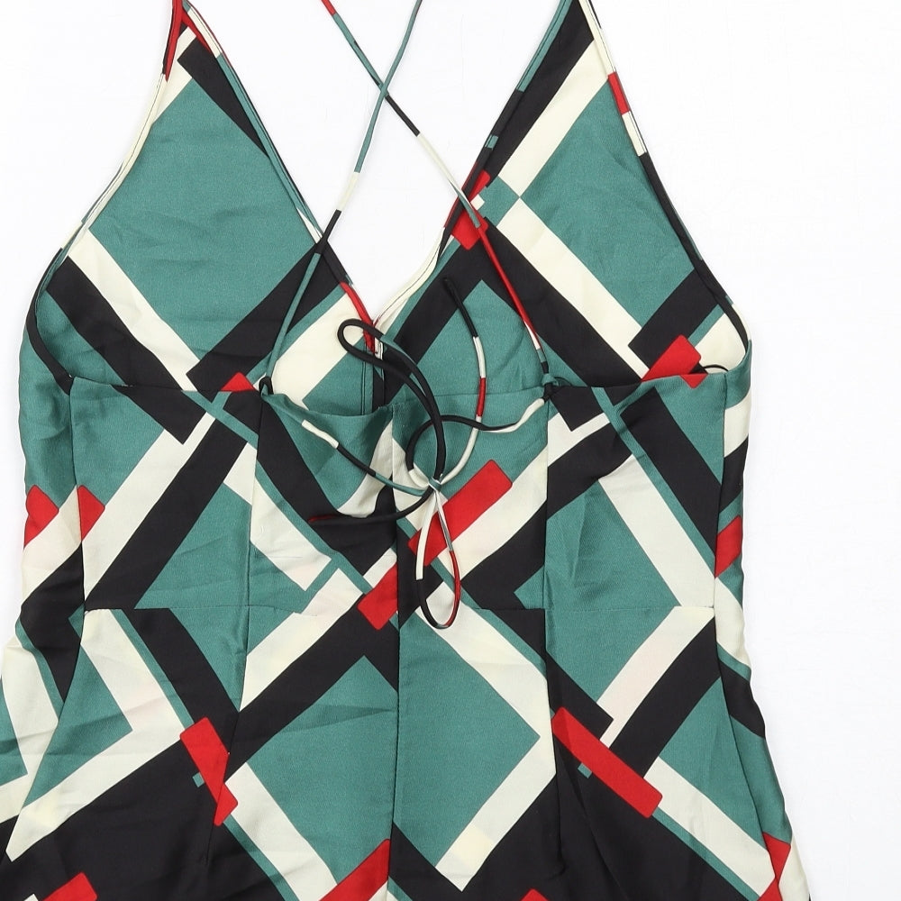Zara Womens Multicoloured Geometric Polyester Camisole Tank Size M V-Neck