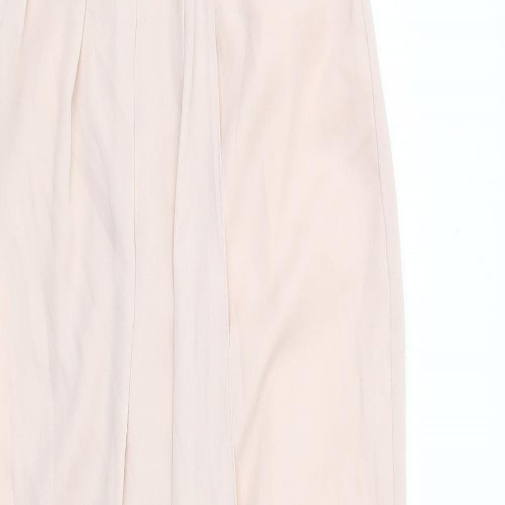 ASOS Womens Pink Polyester Ball Gown Size 12 V-Neck Button - Front Pleat Detail