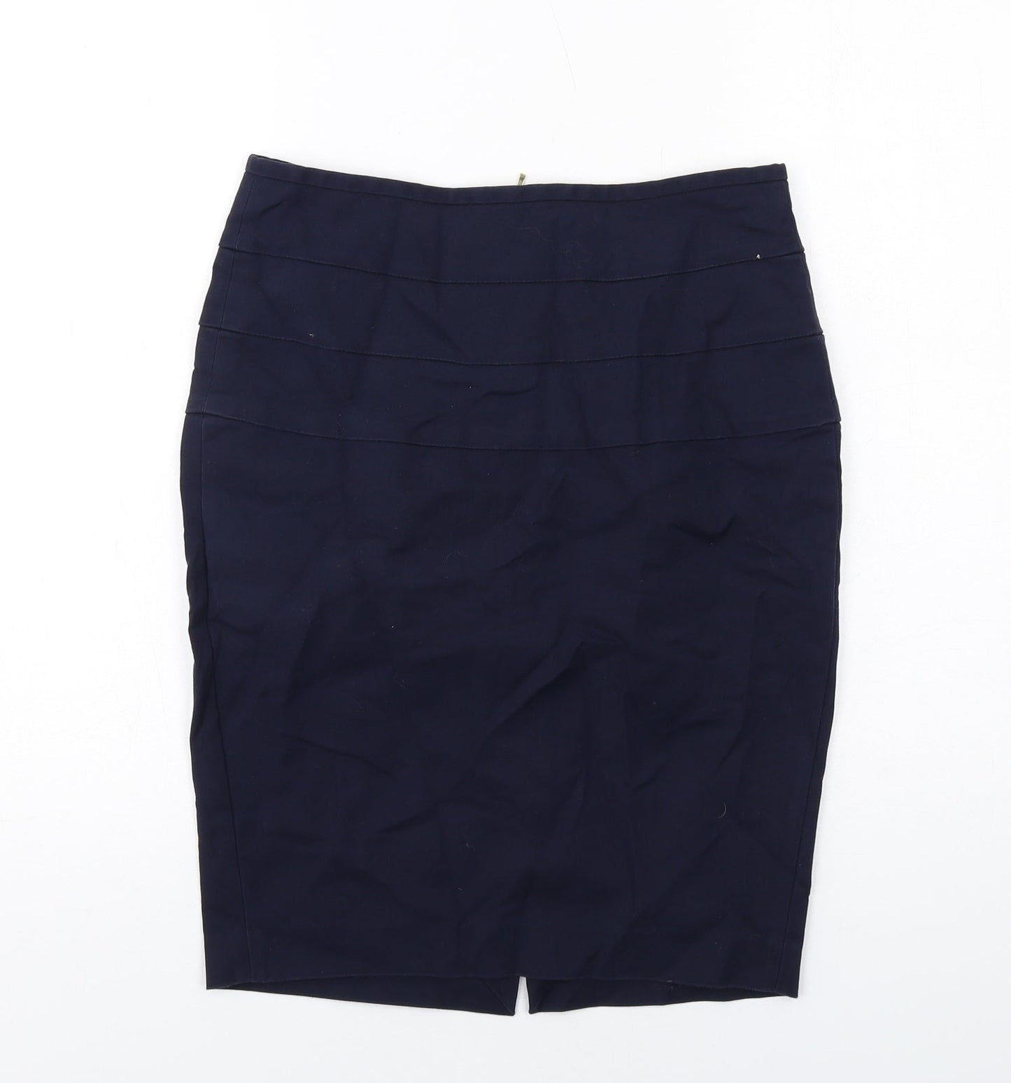 Zara Womens Blue Cotton Straight & Pencil Skirt Size M Zip