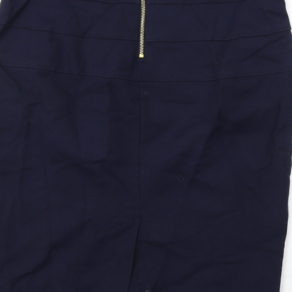 Zara Womens Blue Cotton Straight & Pencil Skirt Size M Zip
