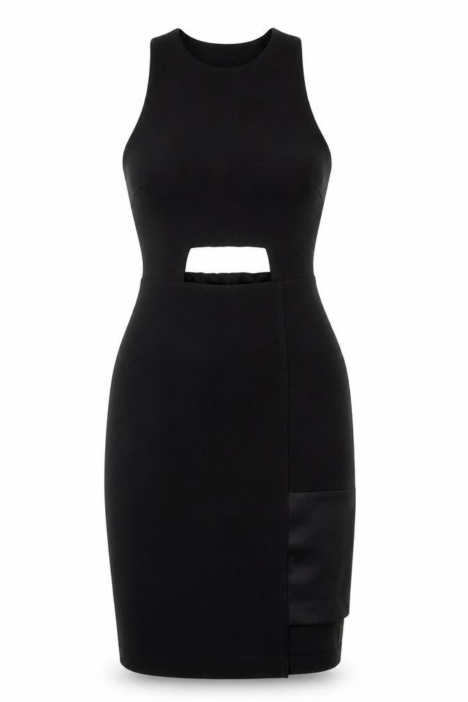 Kendall And Kylie Womens Black Polyester Bodycon Size 6 Round Neck Zip