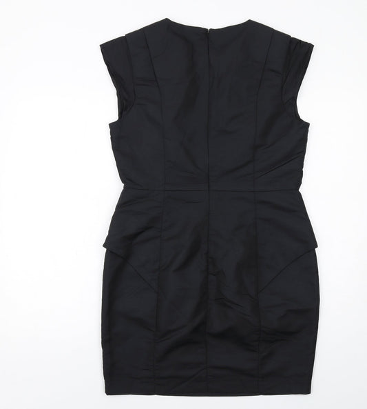 Love Label Womens Black Polyamide Shift Size 14 Round Neck Zip