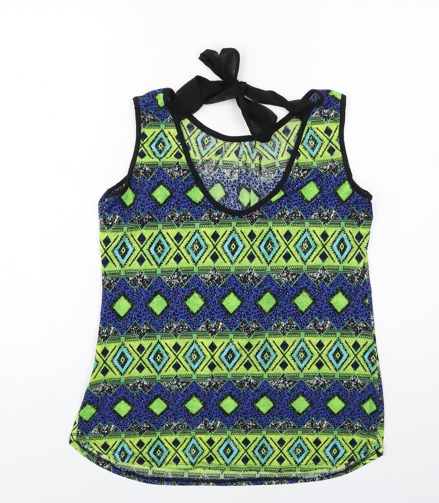 CMD Womens Multicoloured Geometric Polyester Basic Tank Size 10 Round Neck