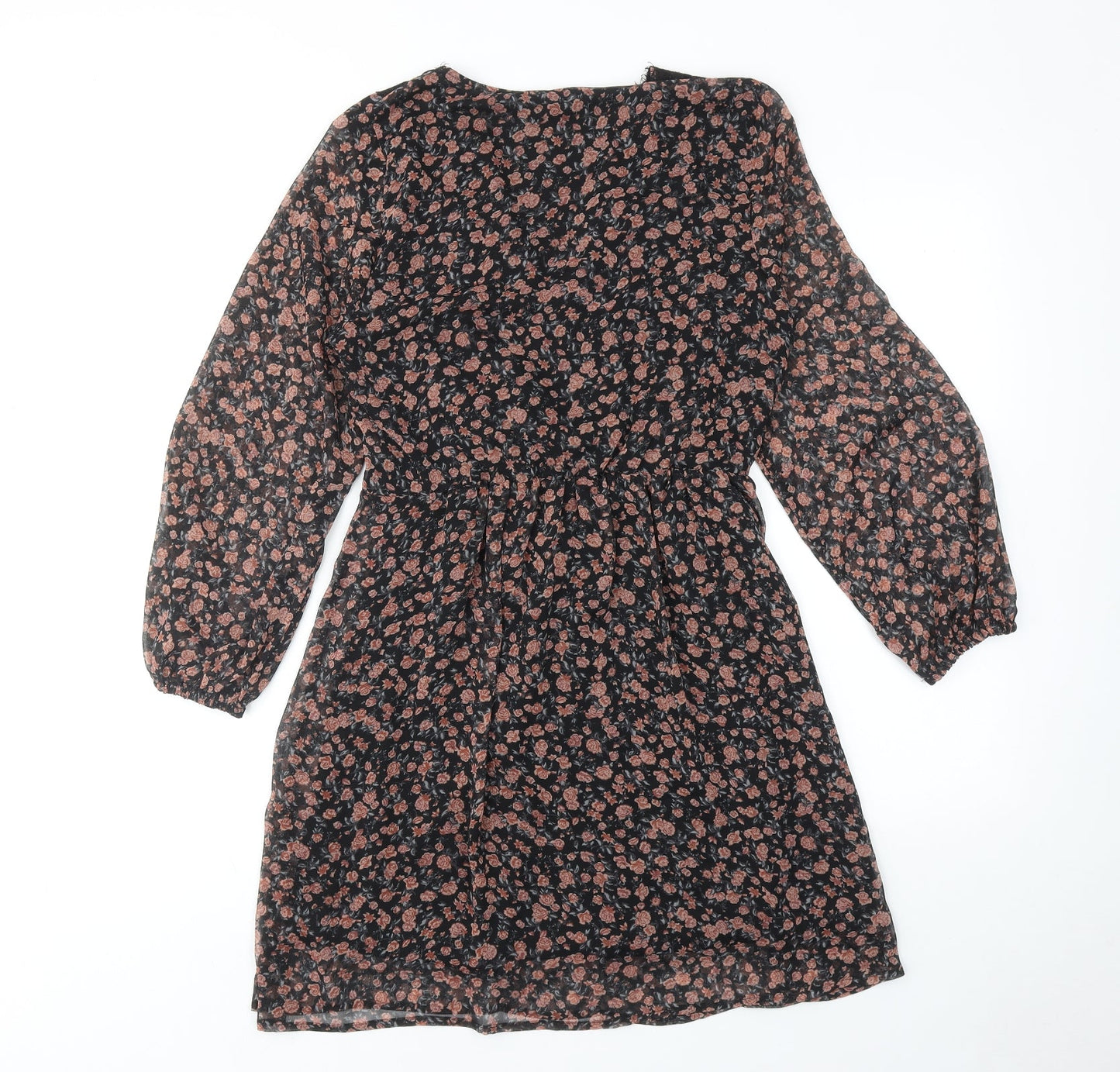 Zara Womens Multicoloured Floral Polyester A-Line Size S V-Neck Pullover