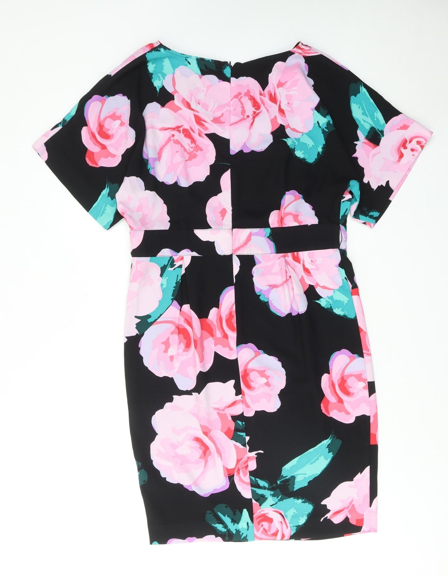 Very Womens Multicoloured Floral Polyester Shift Size 14 Boat Neck Zip