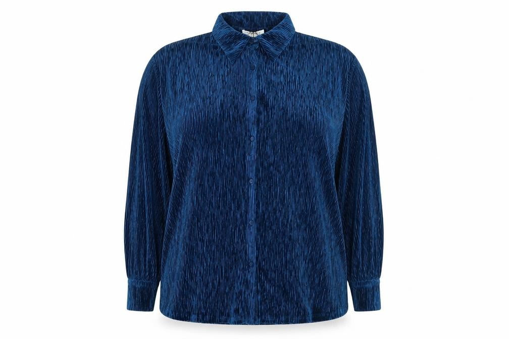 Glamorous Womens Blue Polyester Basic Button-Up Size 16 Collared