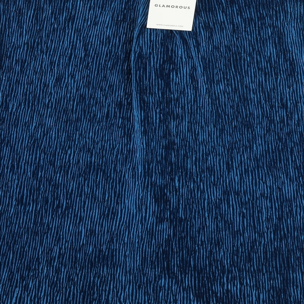 Glamorous Womens Blue Polyester Basic Button-Up Size 16 Collared