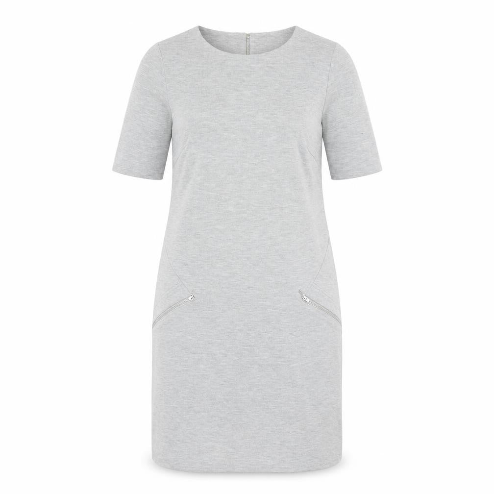 Wallis Womens Grey Polyester Shirt Dress Size 8 Round Neck Zip