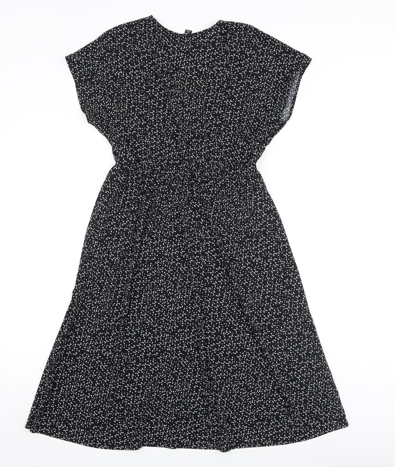 Uniqlo Womens Black Geometric Polyester A-Line Size XS V-Neck Pullover