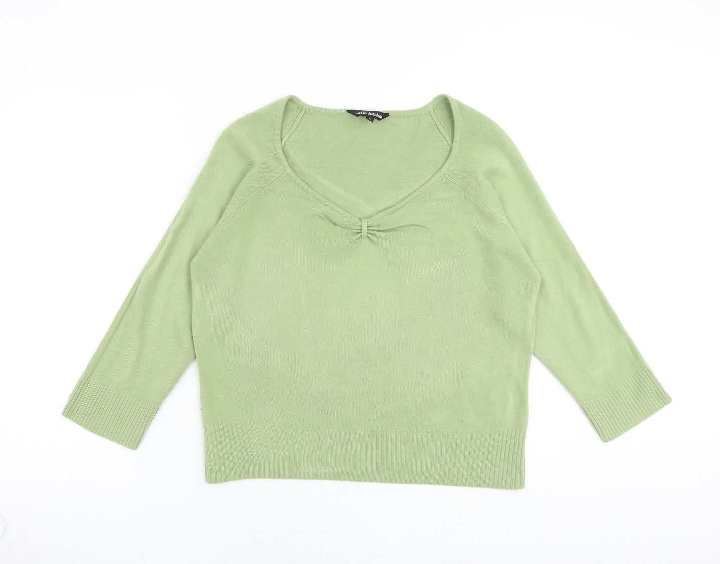 Ellie Louise Womens Green Scoop Neck Acrylic Pullover Jumper Size L