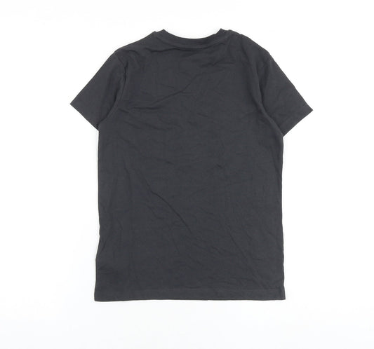 Marks and Spencer Boys Grey 100% Cotton Pullover T-Shirt Size 9-10 Years Crew Neck Pullover