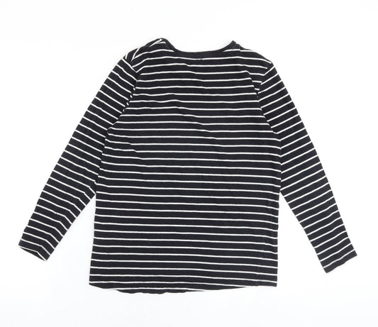 Very Girls Black Striped 100% Cotton Pullover T-Shirt Size 12 Years Round Neck Pullover