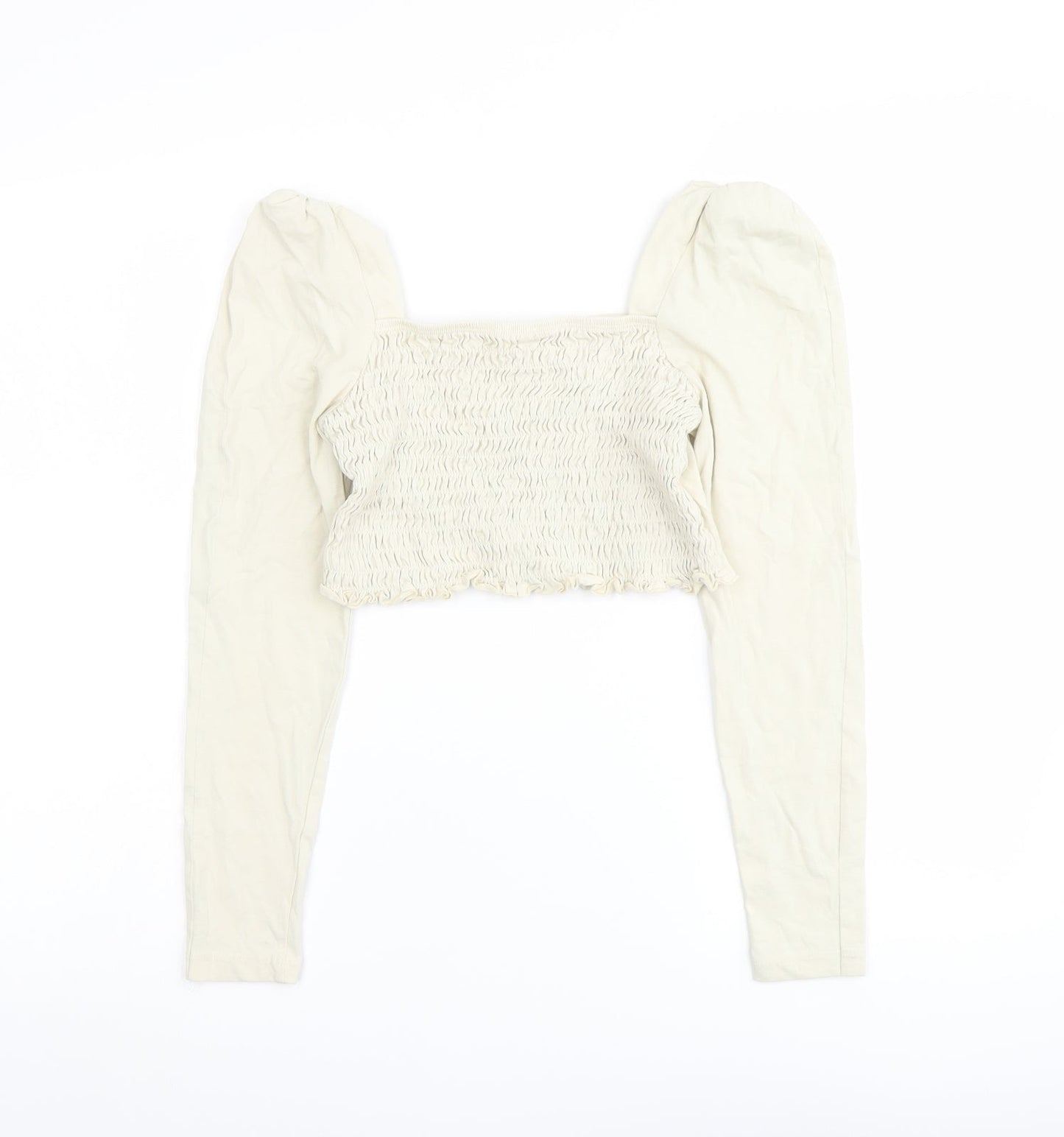 Topshop Womens Beige Cotton Cropped Tank Size 14 Square Neck