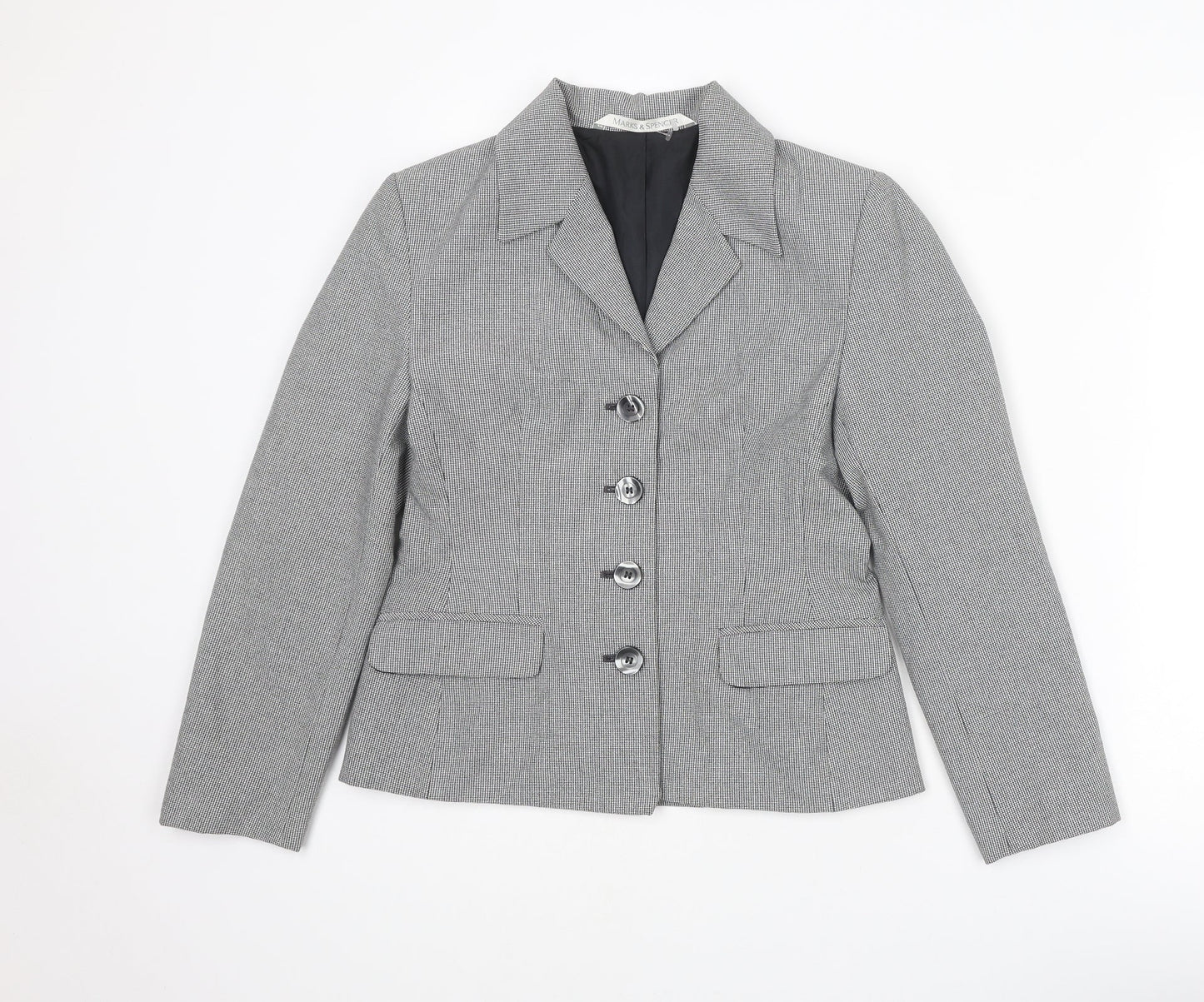 Marks and Spencer Womens Grey Polyester Jacket Blazer Size 10