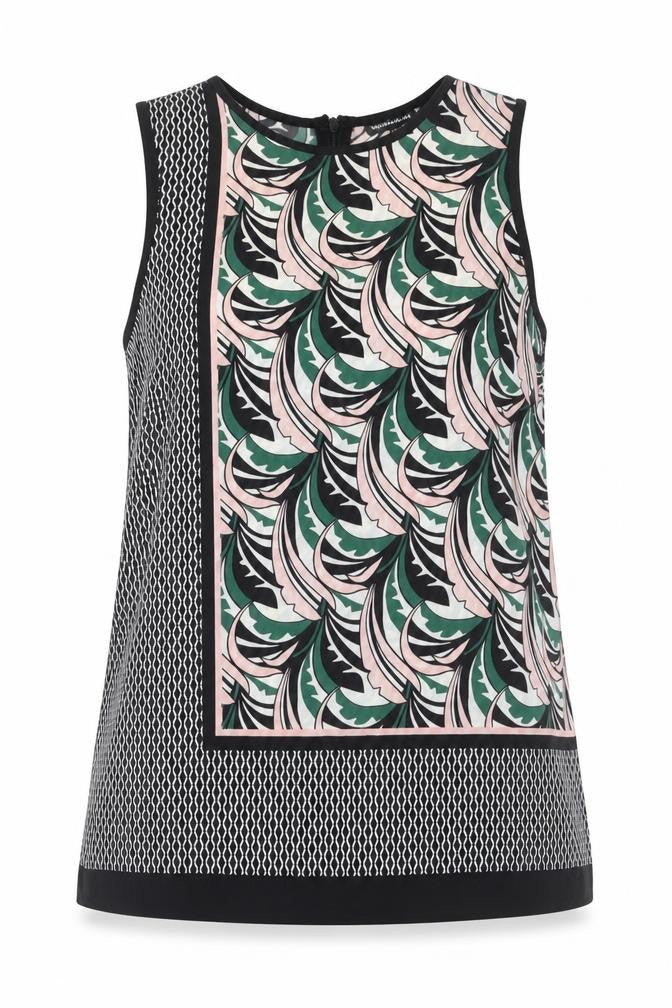 Warehouse Womens Multicoloured Geometric Polyester Basic Tank Size 10 Round Neck